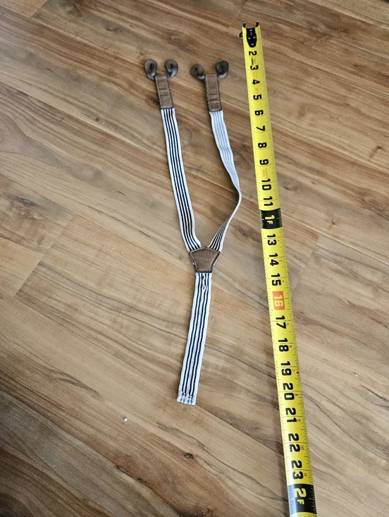 Striped Elastic Suspenders with Leather Accents - Light Blue & Brown For Toddler - Picture 5 of 5